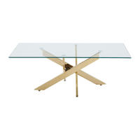 COUCHTISCH - 120 cm x 60 cm - Glas - Transparent, Goldfarben - COSIMA - Goldfarben, Glas (60/120/45cm) - Vente-Unique