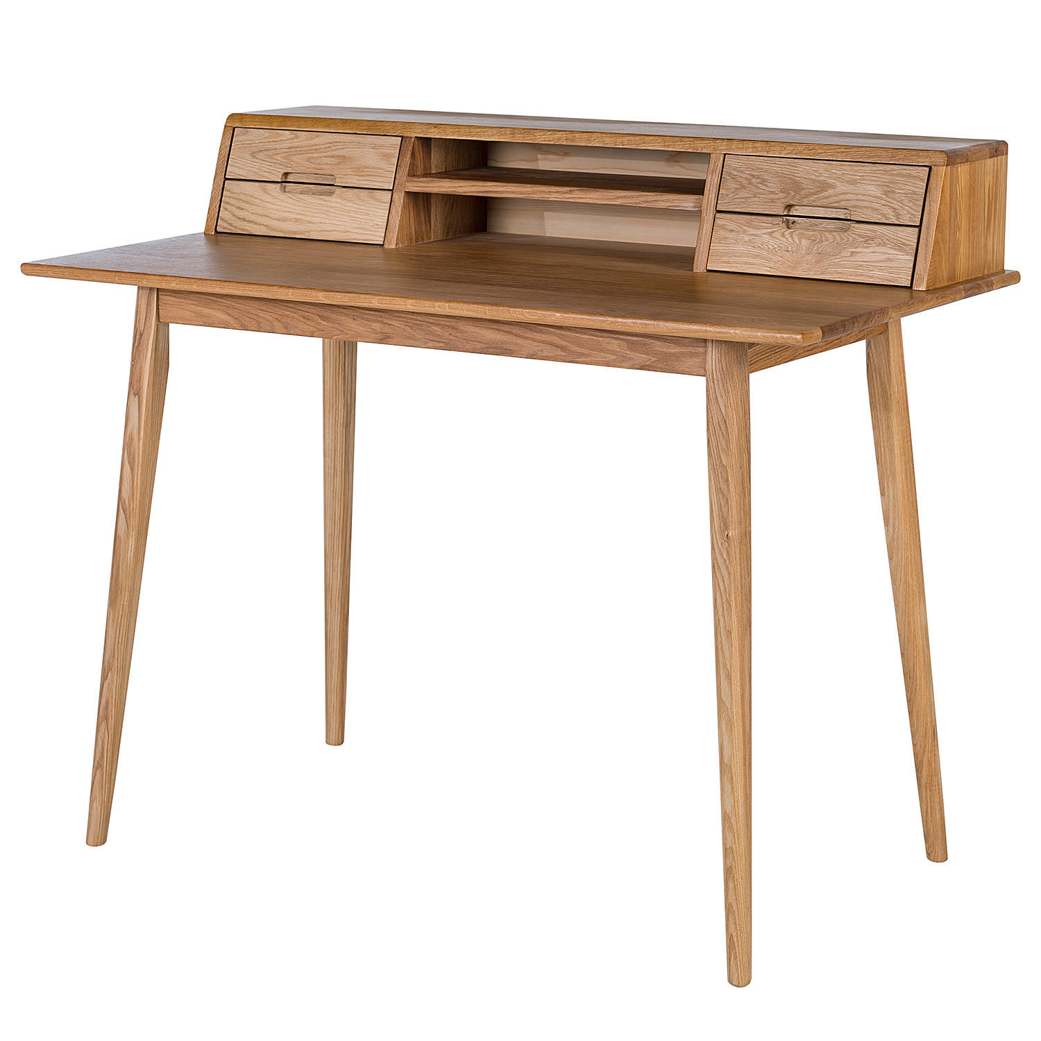 SCHREIBTISCH - Eiche massiv - Eichefarben, Holz (58/110/90cm) - home24