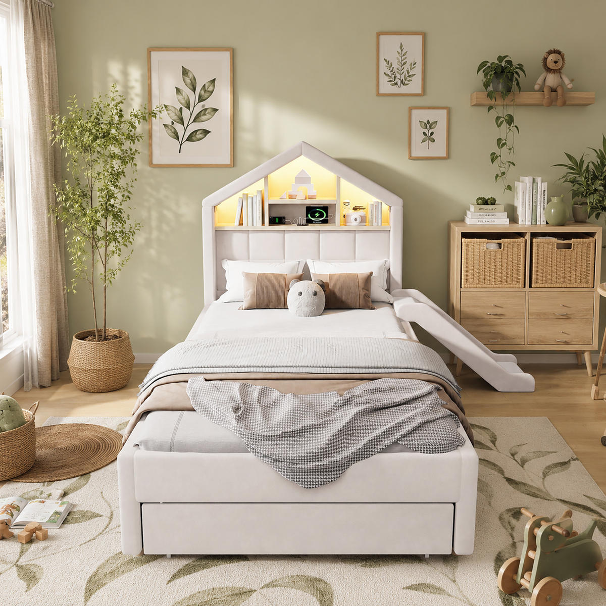 KINDERBETT 90/200 cm Beige - Beige, Textil