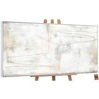 GEMÄLDE Goldene Schleife Schattenfugenrahmen Weiß 140x70 cm - Weiß, Holz (140/70cm) - YS-art gallery