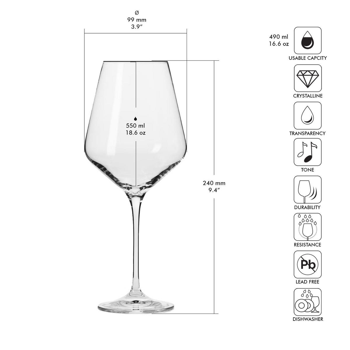 ROTWEINGLÄSER, AVANT-GARDE 6er-Set, 550 ml - Transparent, Glas (0.55L) - Krosno Glass