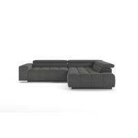 ECKSOFA mit verstellbaren Kopflehnen und Mikrofaser-Chenille - Chromfarben/Anthrazit, Textil/Metall (225/310cm) - Cotta
