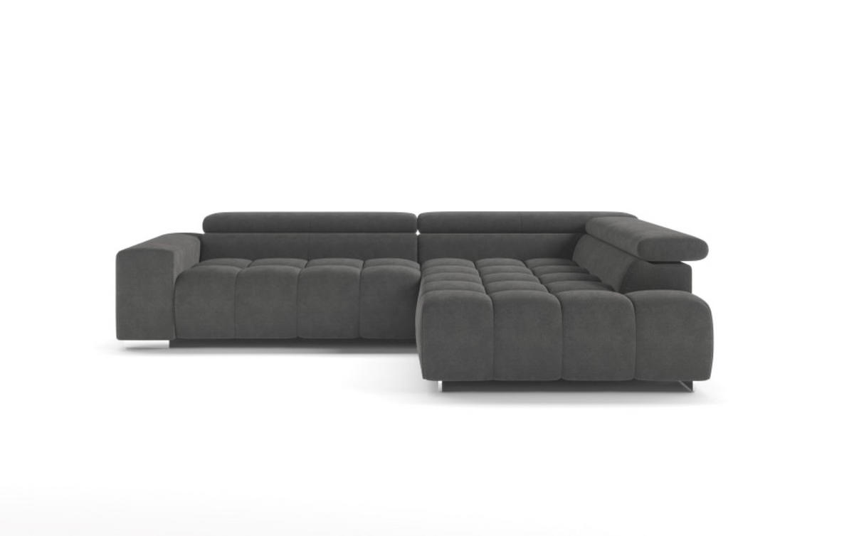 ECKSOFA mit verstellbaren Kopflehnen und Mikrofaser-Chenille - Chromfarben/Anthrazit, Textil/Metall (225/310cm) - Cotta