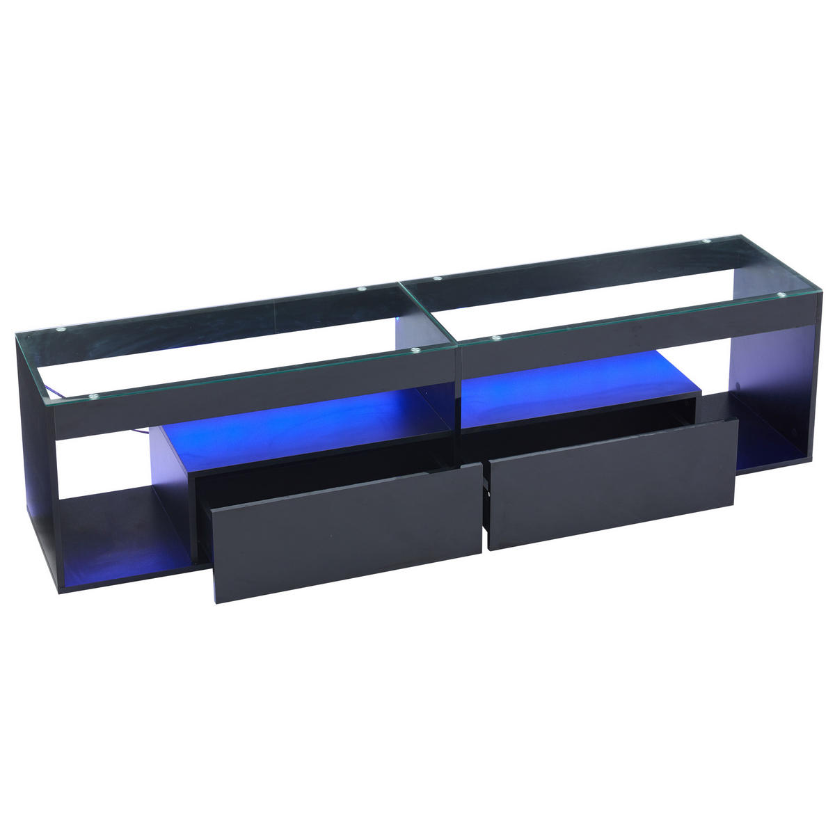 TV-SCHRANK 180/40/46 cm schwarz aus Spanplatte mit LED - Schwarz, Holzwerkstoff (180/46/40cm) - OKWISH