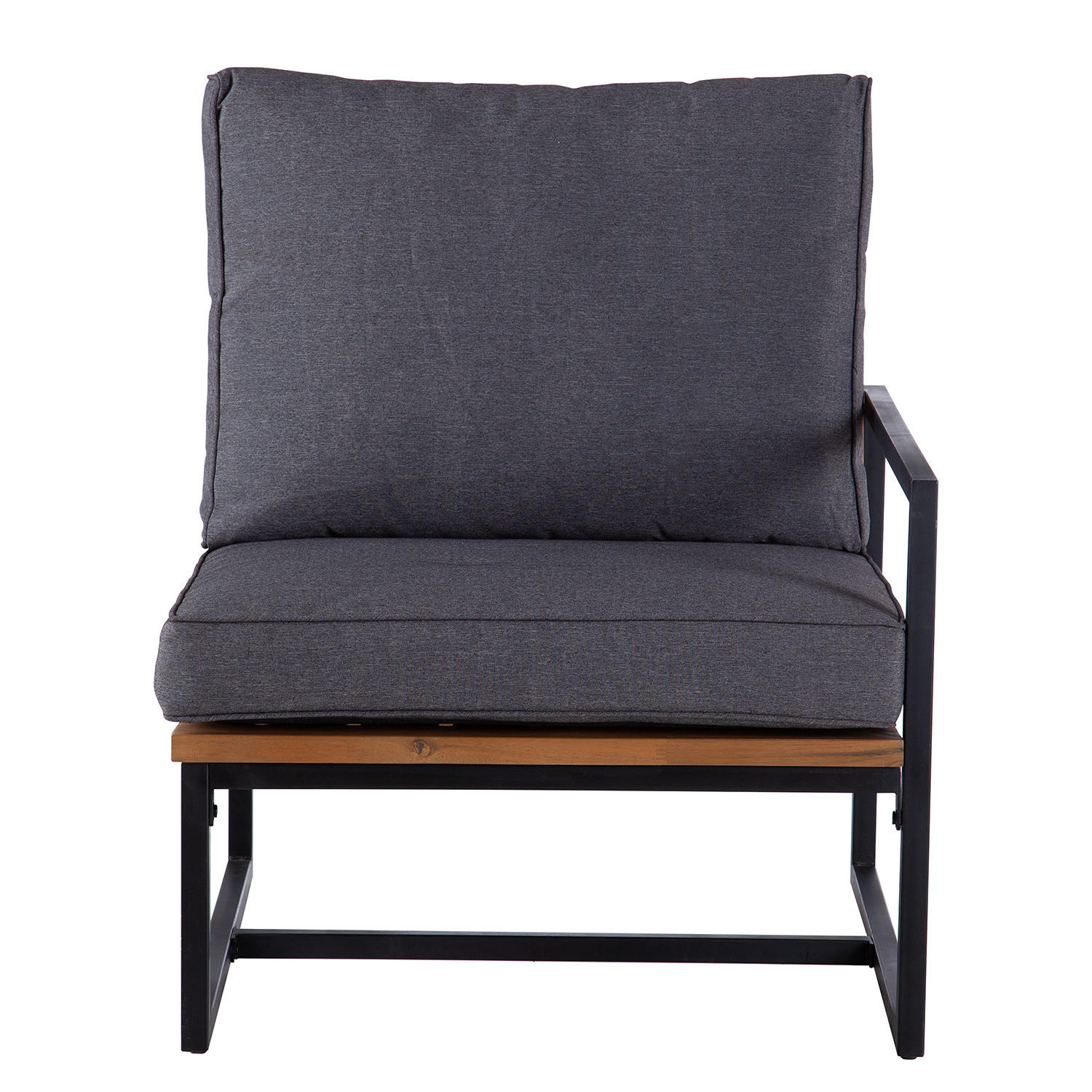 LOUNGEECKE - Polyester / Akazie massiv - Grau / Braun - Braun/Grau, Holz/Textil (68/79/82cm) - home24