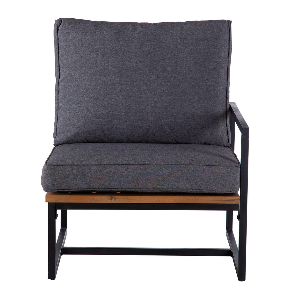 LOUNGEECKE - Polyester / Akazie massiv - Grau / Braun - Braun/Grau, Holz/Textil (68/79/82cm) - home24