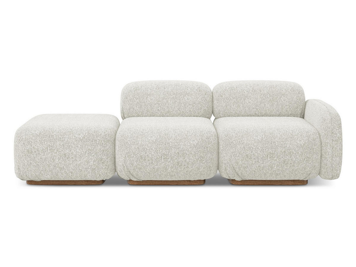 3-SITZER SOFA Links Strukturstoff Stoff Beige - Beige/Creme, Holz/Textil (258/73/95cm) - Makamii