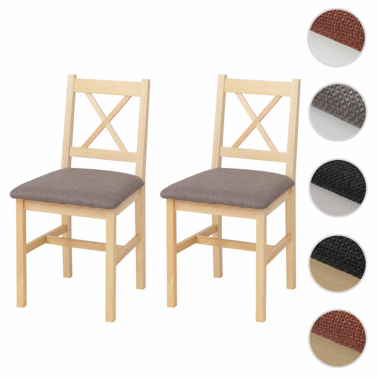 JEDILNIŠKA STOL Brown, Grey Set of 2 - siva/rjava, les (43/85/44cm) - MCW
