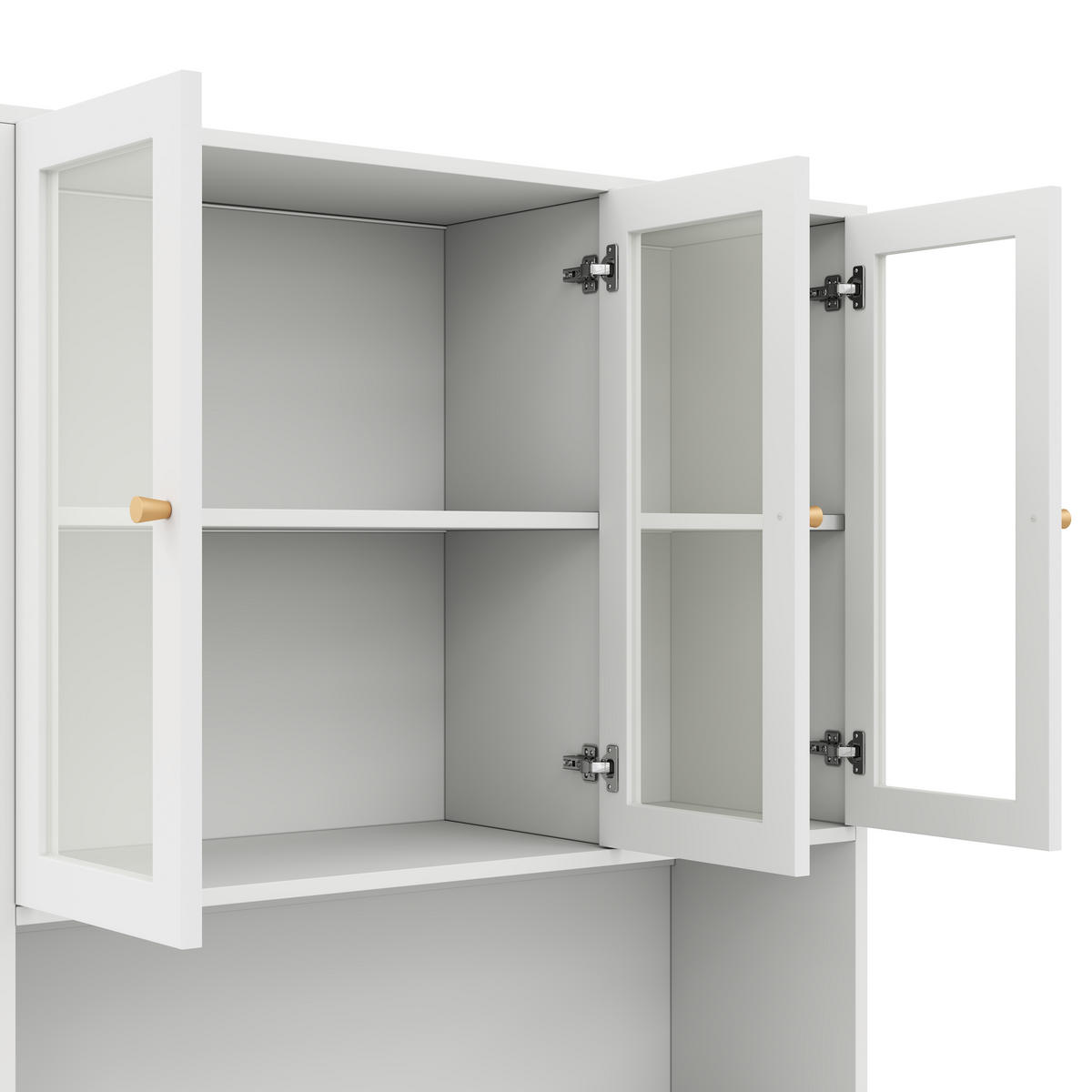 HIGHBOARD mit Glastüren 100/35/200 cm in Weiß mit LED-Beleuchtung - Weiß, Holzwerkstoff (100/200/35cm) - BEAOK