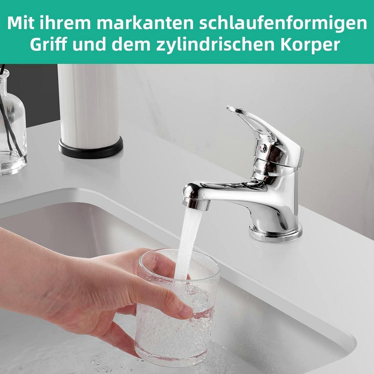 WASCHTISCHARMATUR Cobbe Chrom Wassersparend - Silberfarben, Metall (1/2/1cm)