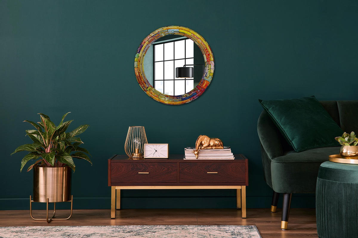 SPIEGEL Ø60 cm Rund mit Aufdruck - Multicolor, Glas (60/60/0.4cm) - TULUP