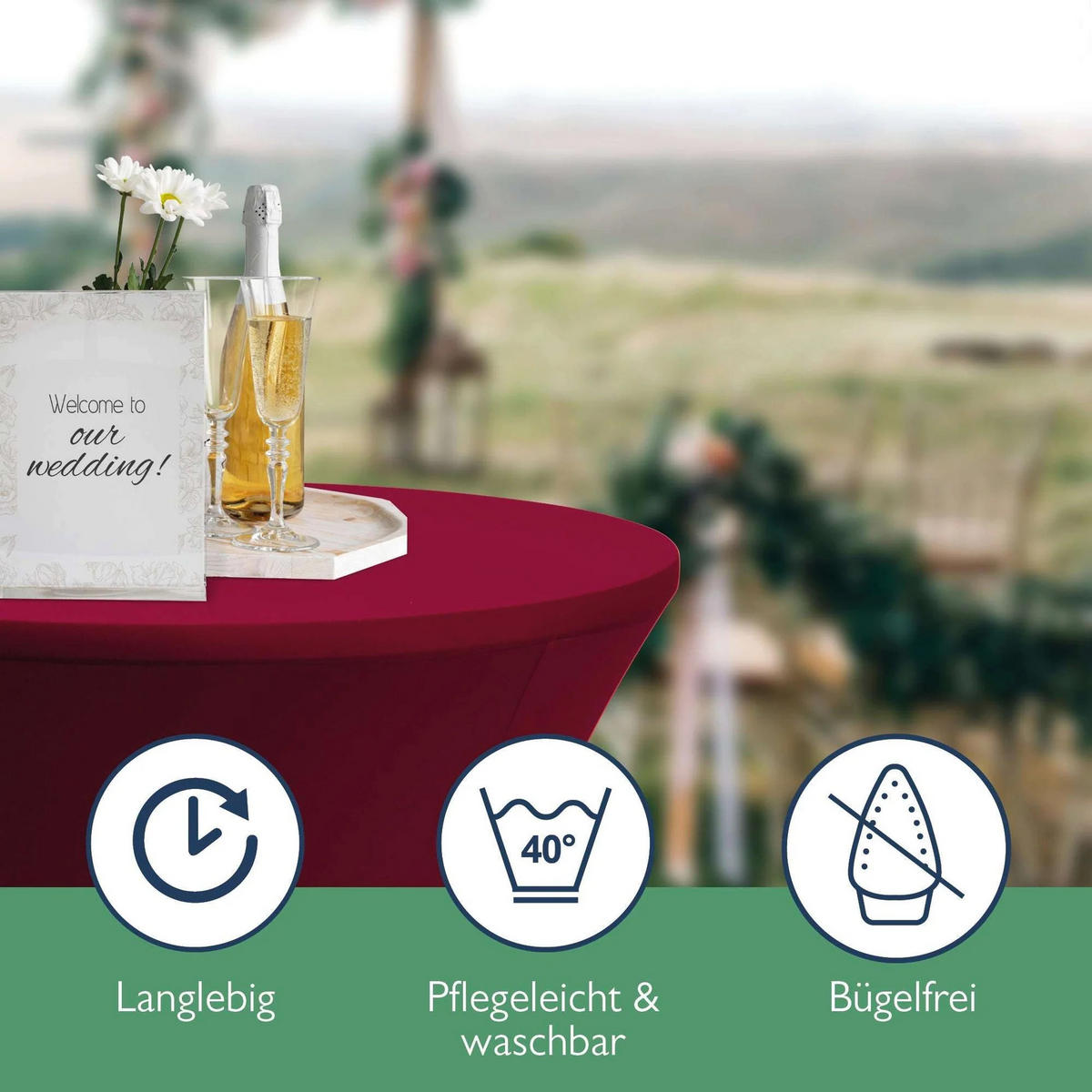 STEHTISCHHUSSE Stella Ø 80cm Bordeaux (2tlg) - Bordeaux, Textil (80/110cm) - Beautissu 