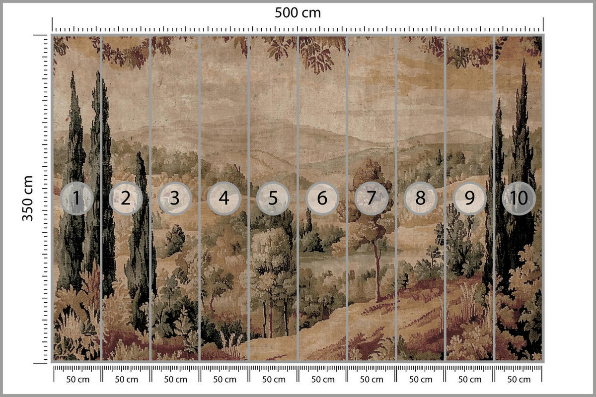 FOTOTAPETE für Wohnzimmer Landschaft Vintage Stil 500x350 - Beige/Orange, Papier (500/350cm) - Muralo