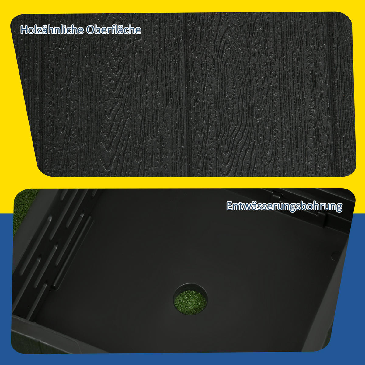 SONNENSCHIRMSTÄNDER mit Griff, Rollen, Hochbeet, bis 80 kg Sand befüllbar für Ø38/48 mm Schirmstangen Schwarz - Schwarz, Kunststoff (53/53cm) - Outsunny