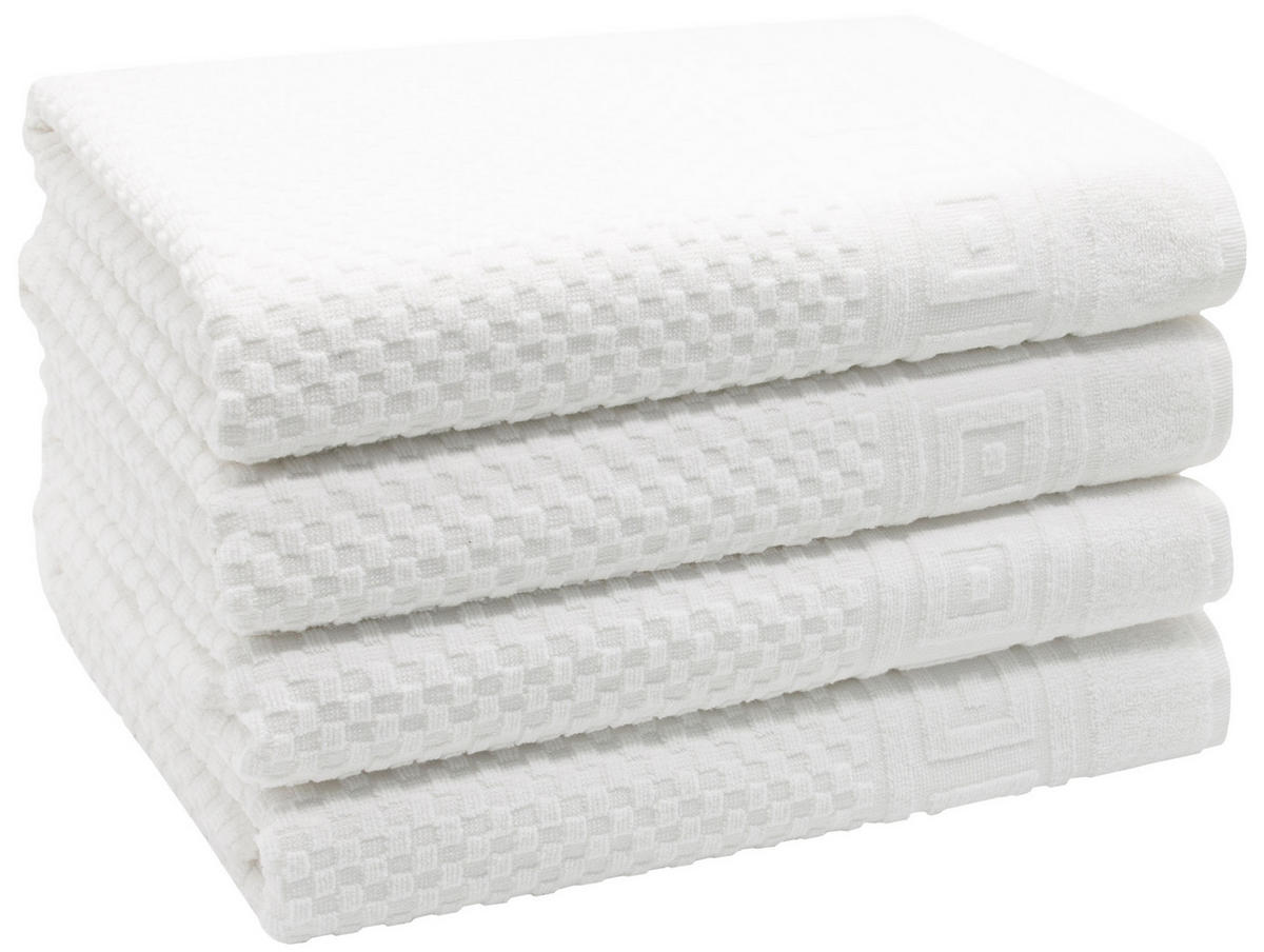 DUSCHTÜCHER, 4er-Set, 70x140 cm, 100% Baumwolle, Weiß - Weiß, Textil (70/140cm) - Zollner