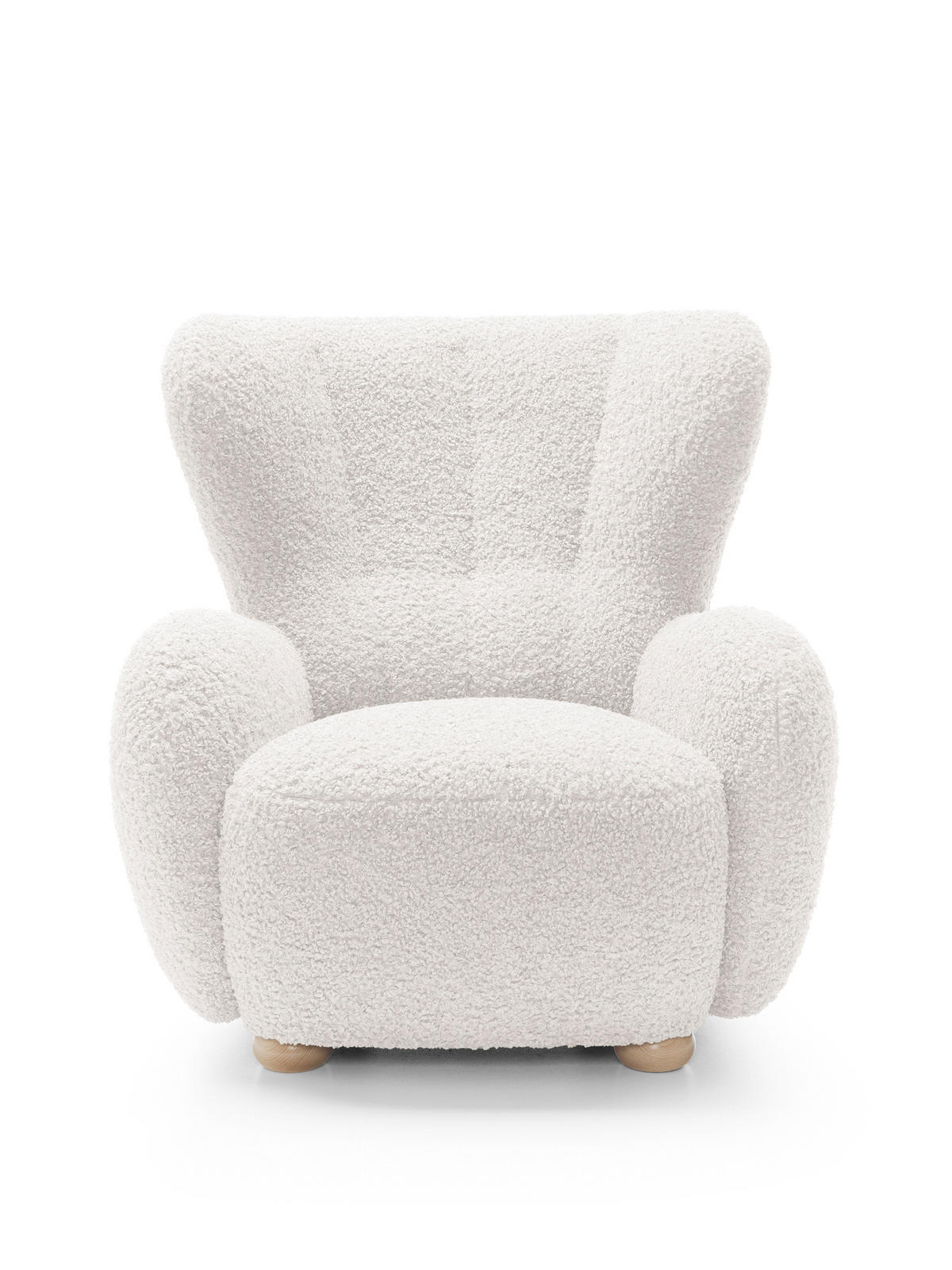 SESSEL MIST, Polstersessel Klassisch Loungesessel, Bucle-Stoff Weiß - Weiß, Holz/Holzwerkstoff (88/91/100cm) - MASSENO