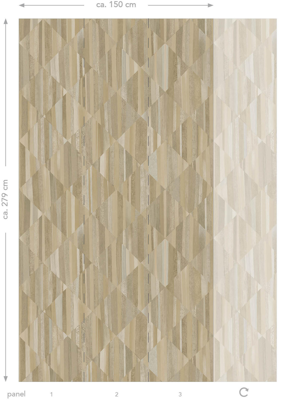 FOTOTAPETE 3D Holzoptik 150 x 279 cm - Beige, Papier (150/279cm) - Origin Wallcoverings