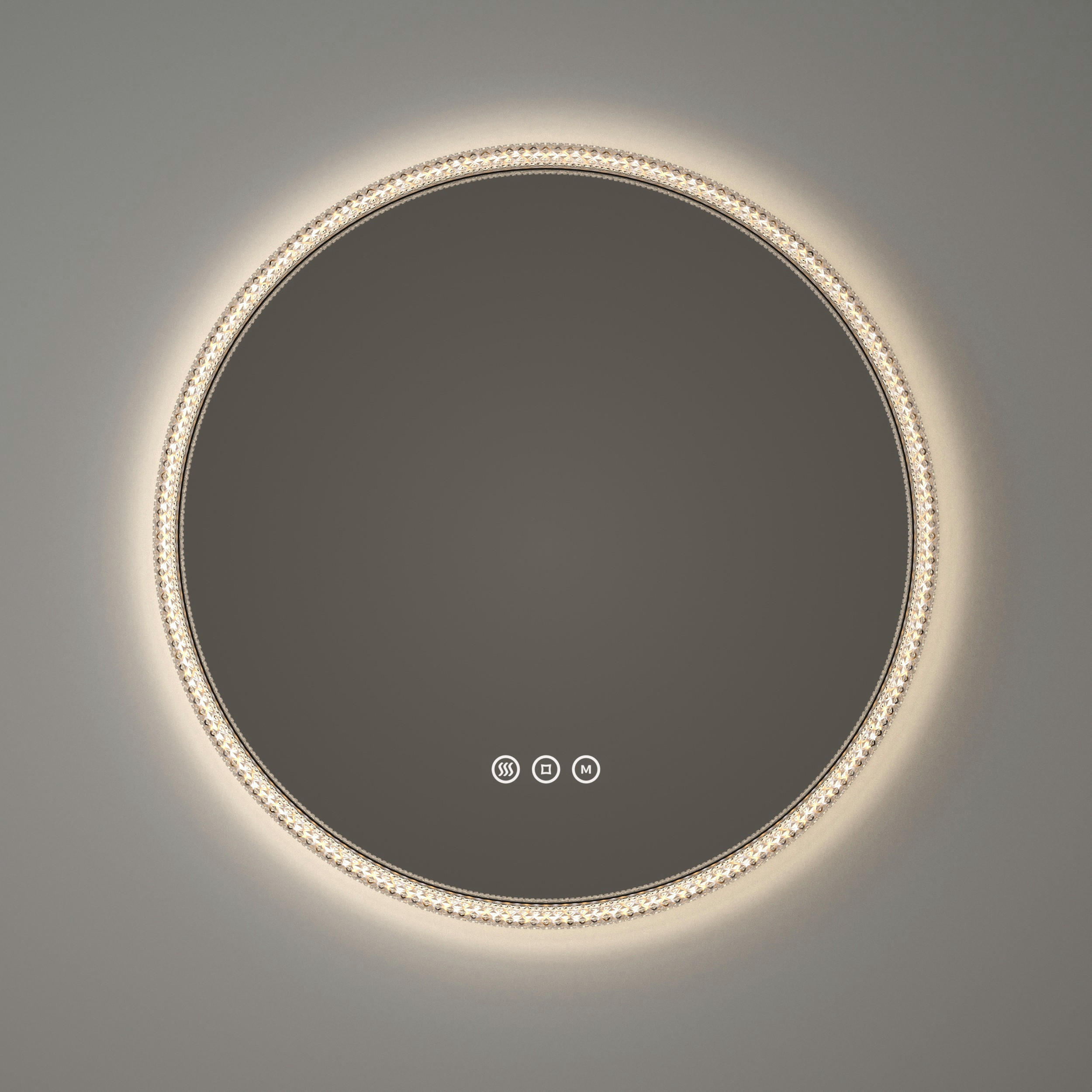 BADSPIEGEL Runder mit Beleuchtung Schwarz ф60 cm - Schwarz, Glas (60/4.3/60cm) - EMKE