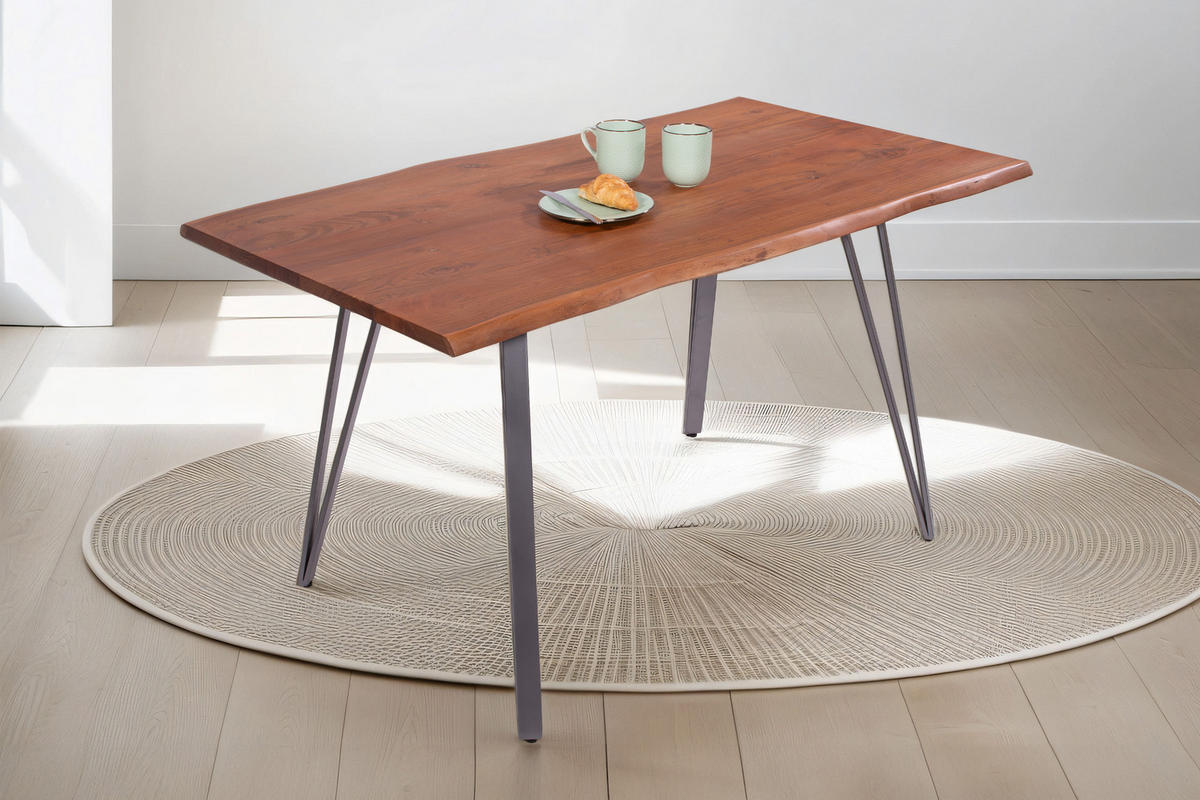 ESSTISCH CELIA - Silberfarben/Braun, Holz/Metall (85/160/77cm) - SAM