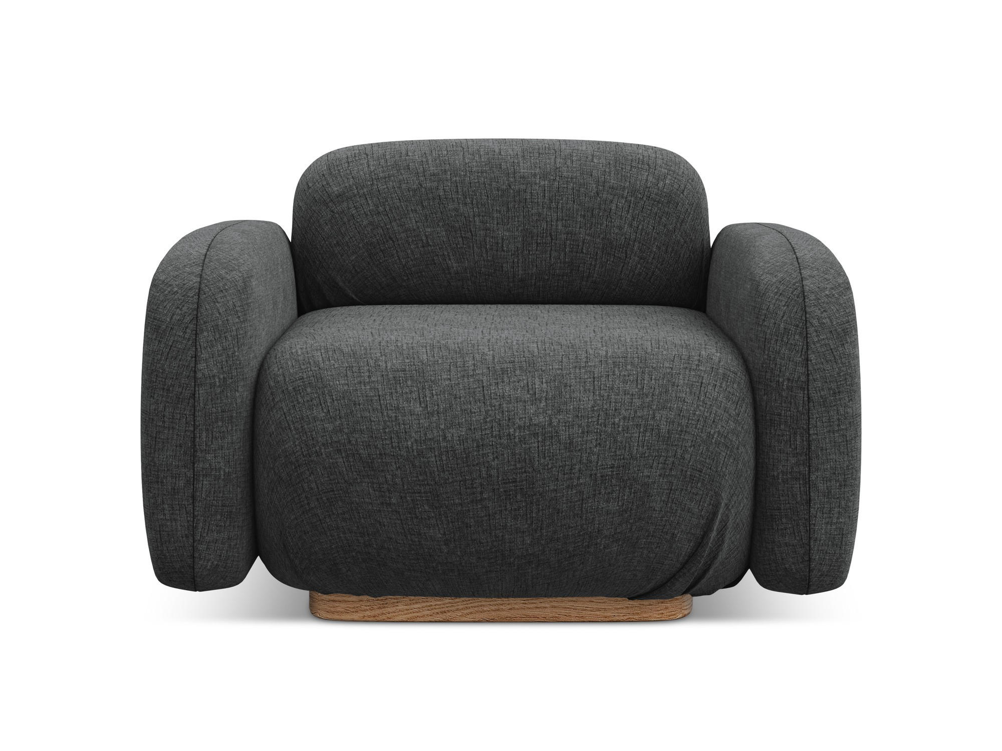 SESSEL Chenille Stoff Grau - Dunkelgrau/Braun, Holz/Textil (110/73/95cm) - Makamii