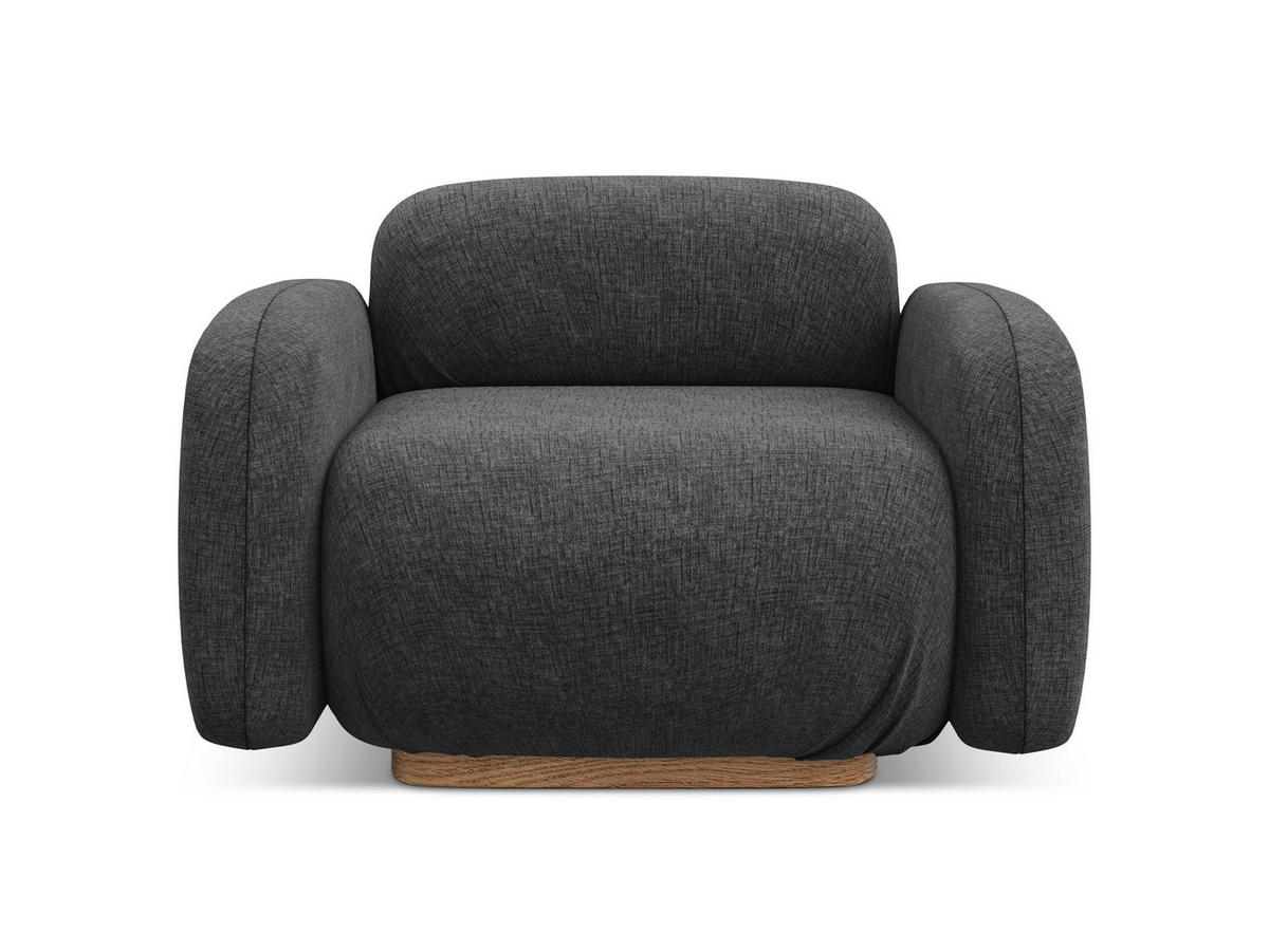 SESSEL Chenille Stoff Grau - Dunkelgrau/Braun, Holz/Textil (110/73/95cm) - Makamii