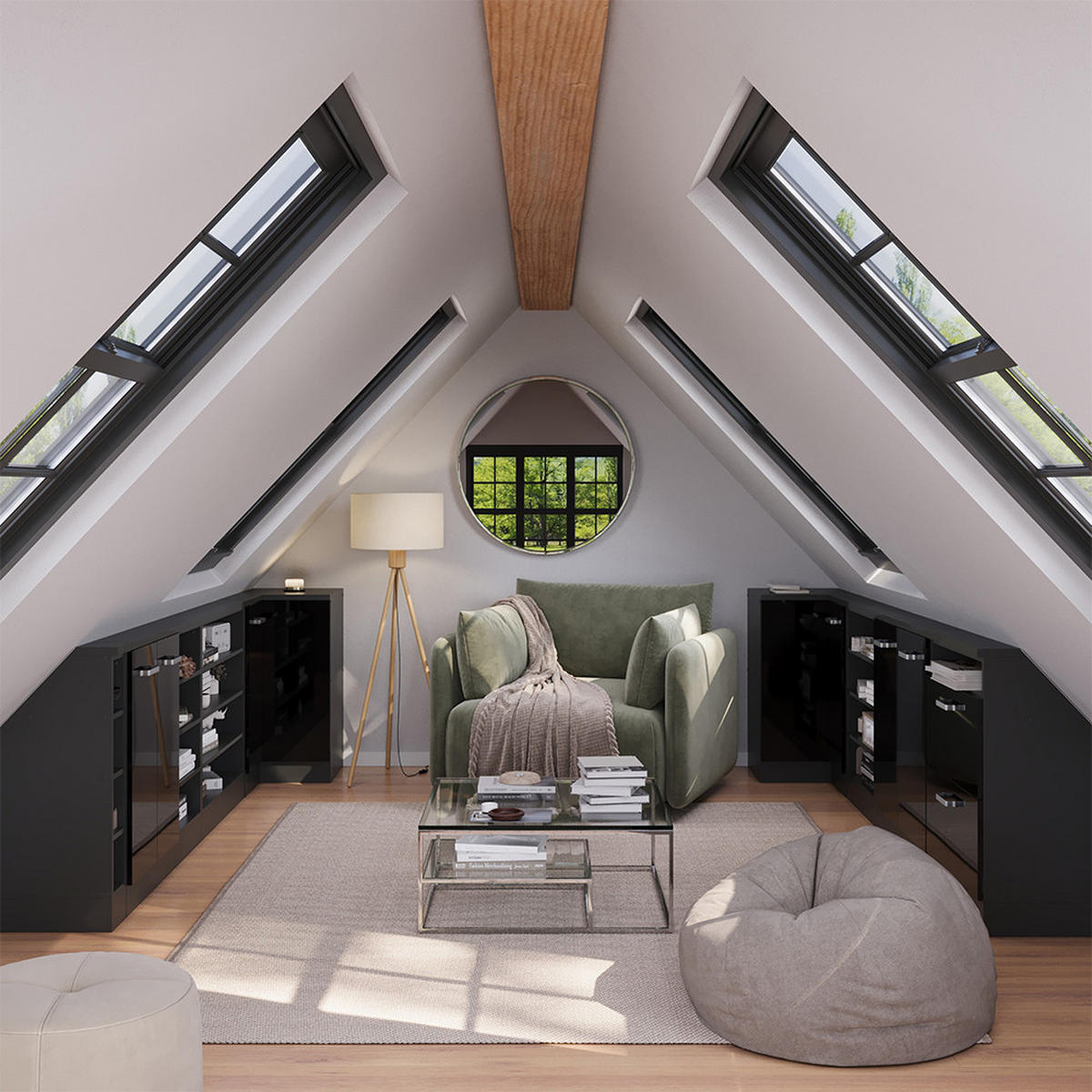 DACHSCHRÄGENSCHRANK ECKSCHRANK Rion Schwarz Hochglanz/Anthrazit 75.6 x 81.6 cm mit 1 Tür - Schwarz Hochglanz/Anthrazit, Holzwerkstoff (75.6/81.6/75.6cm) - Vicco