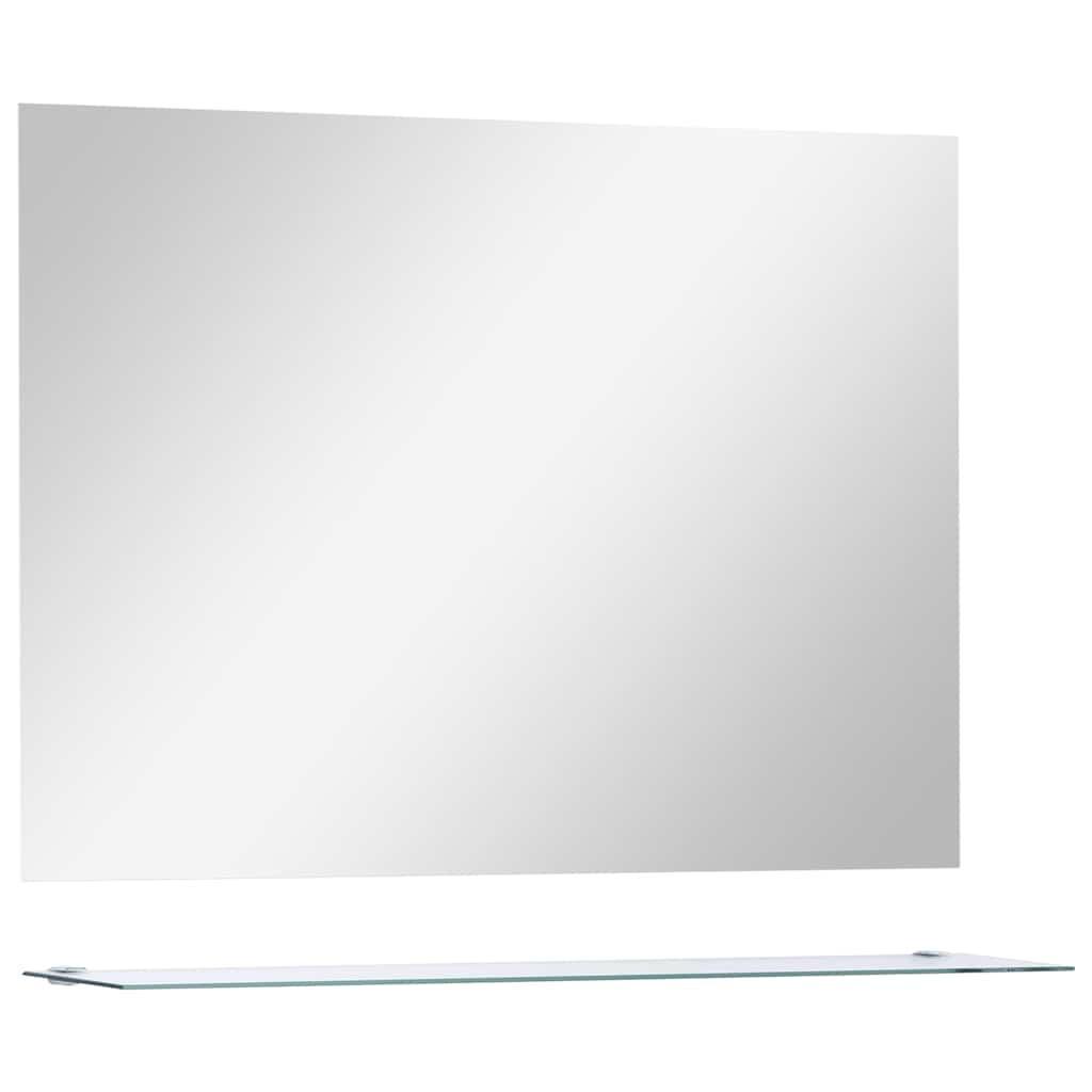 WANDSPIEGEL mit Regal 80×60 cm Hartglas - Silberfarben, Glas (80/60/10cm) - furnicato