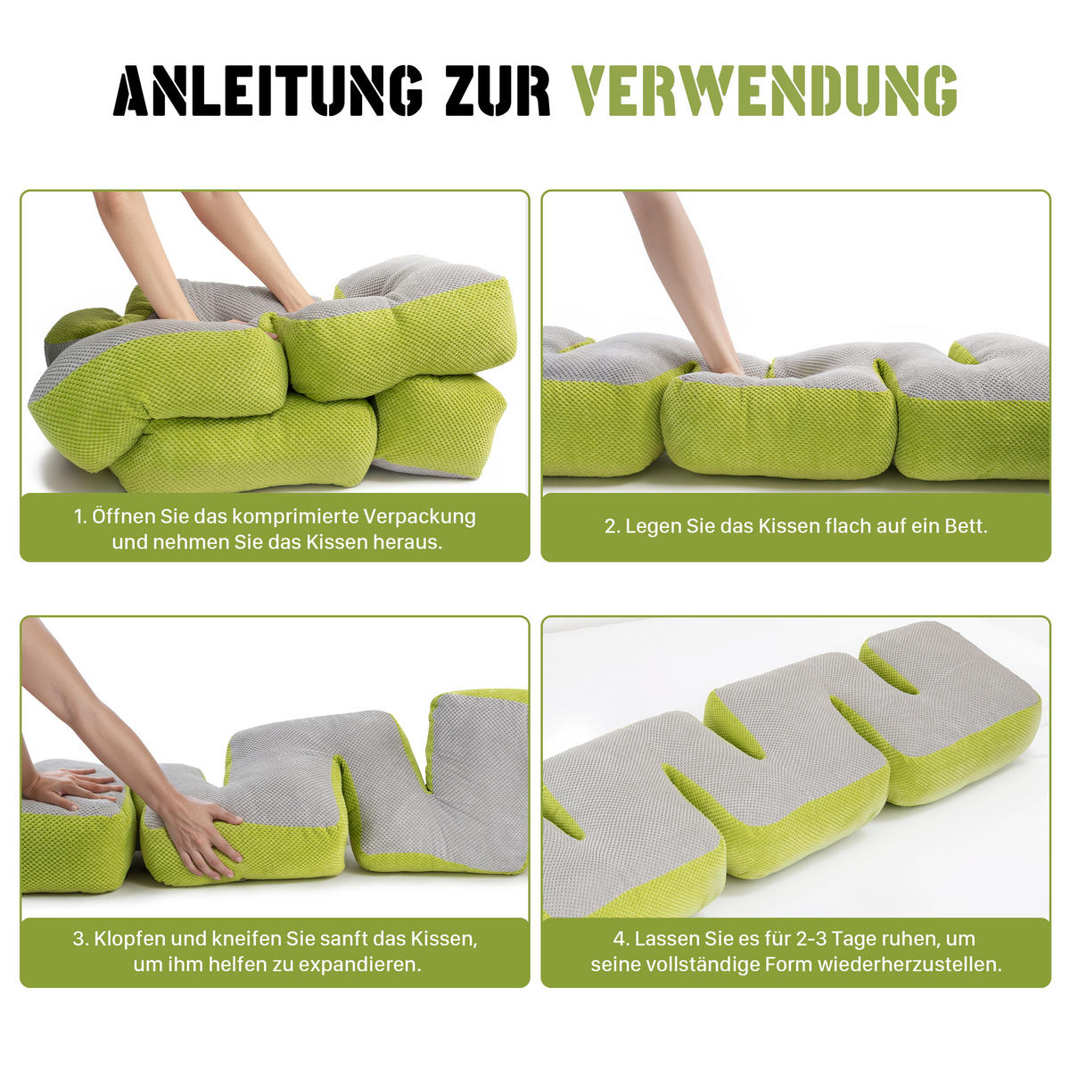 KISSEN doppelseitig und zweifarbig 160cm - Hellgrau/Grün, Textil (15/158cm) - Vercart