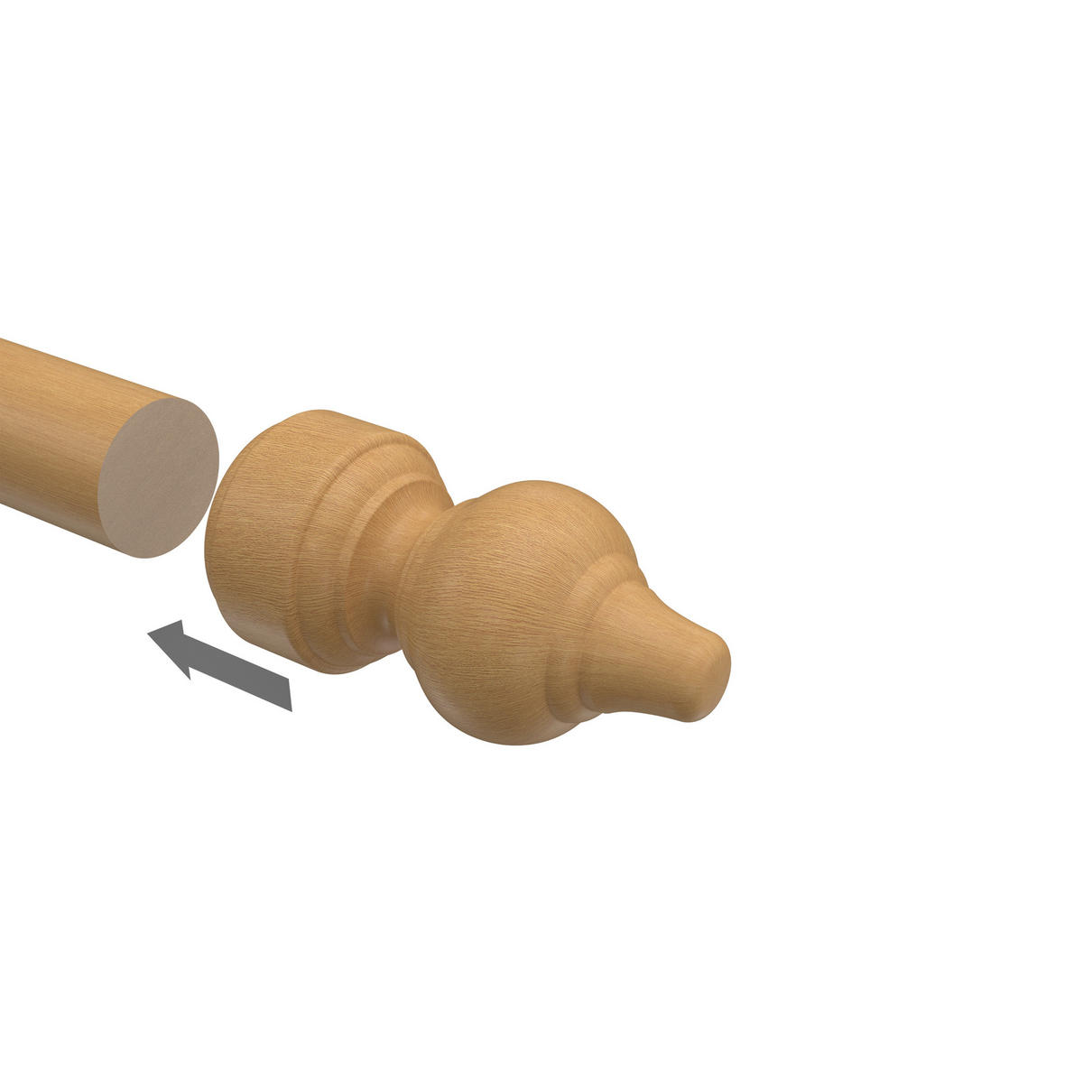 ENDSTÜCKE FÜR GARDINENSTANGEN 28 mm Ø, Rondo Buche, Packung 2 Stück - Buchefarben, Holz (8/4/4cm) - INTERDECO