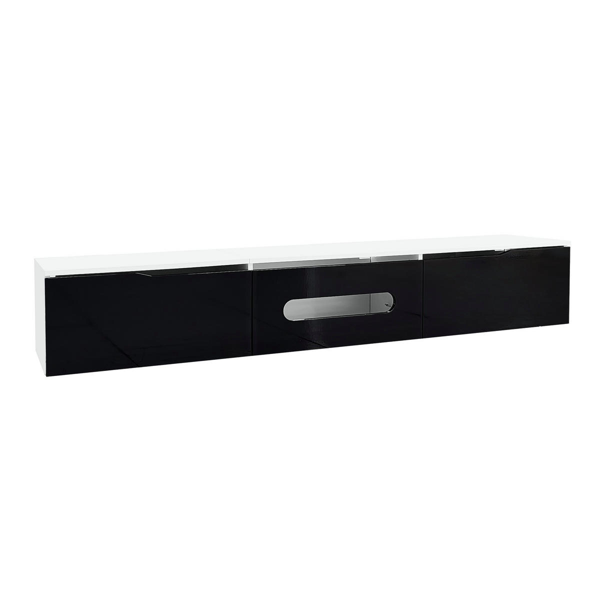 TV-ELEMENT180X35X30CM Schwarz-Weiß-Hochglanz LED-Beleuchtung Wandmontage - Schwarz, Holz (46/16.5/133cm) - Raelunyi