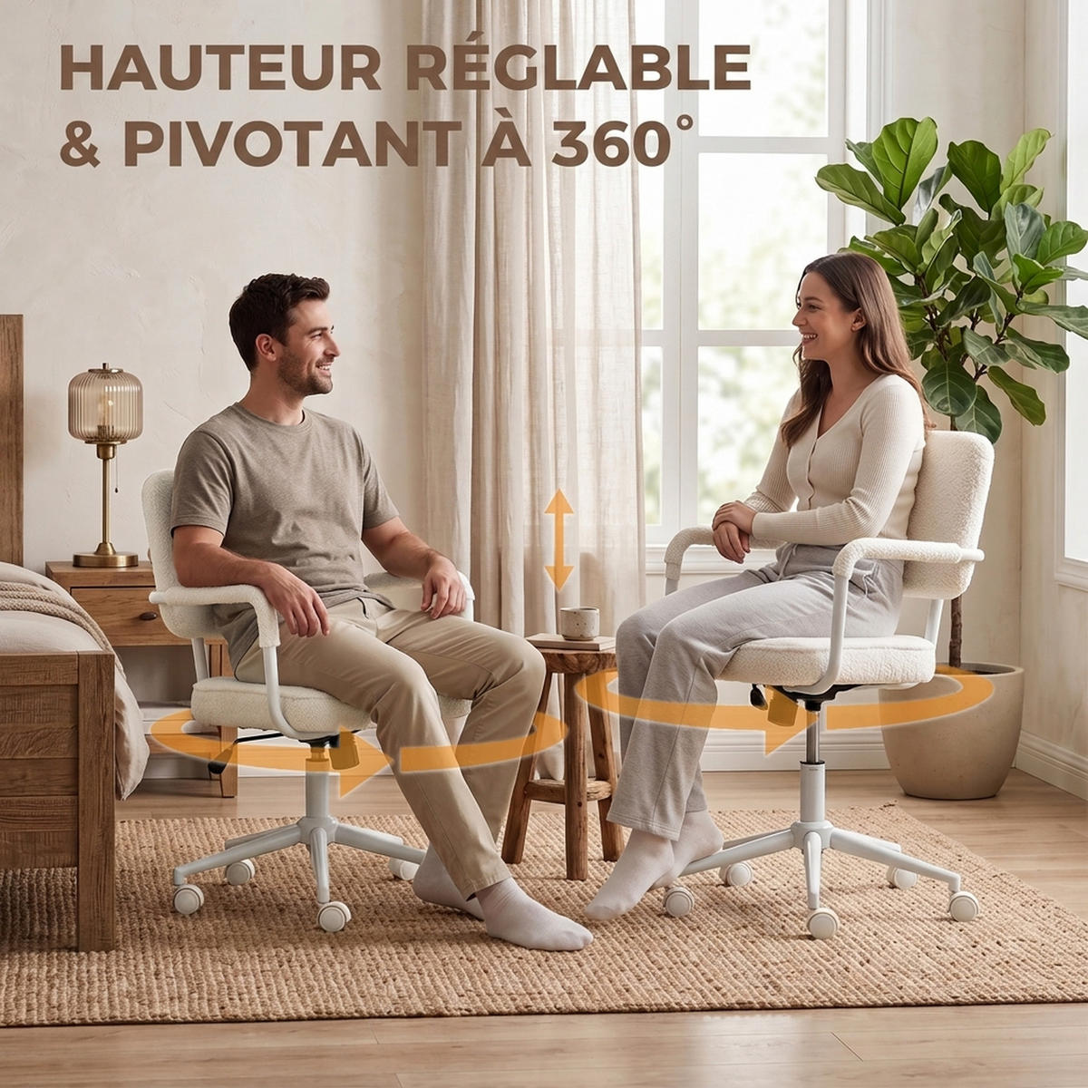 BÜROSTUHL Creme 62.0/58.0/93.0 cm - Creme, Textil (58/93/62cm)