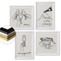 WANDBILDER 4er-Set - 50x50 cm & 40x60 cm Weißer Rahmen - Fröhliche Momente mit Champagner - Weiß, Kunststoff (50/50cm) - ArtPrintCave