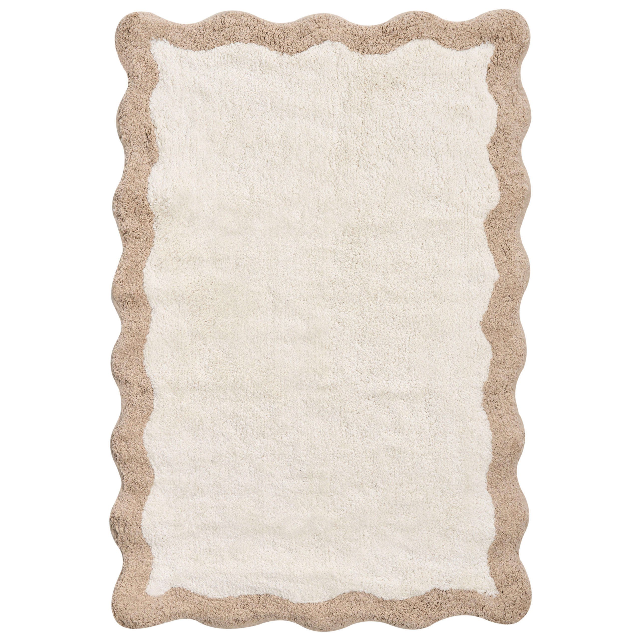 BADEMATTE Braun/Beige 60/90 cm Baumwolle Nangal - Beige/Braun, Textil (60/90cm) - Beliani