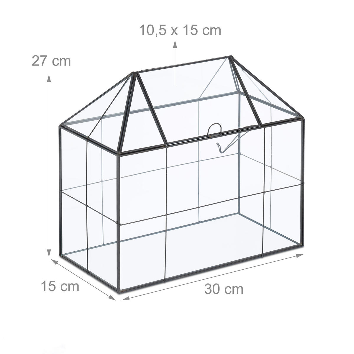 PFLANZENTERRARIUM - Schwarz, Glas/Metall (30/27/15cm) - Relaxdays