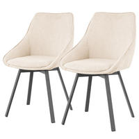 POLSTERSTUHL - 2er-Set - Eisen / Textil - Beige/Schwarz, Kunststoff/Textil (51/87/59cm) - home24