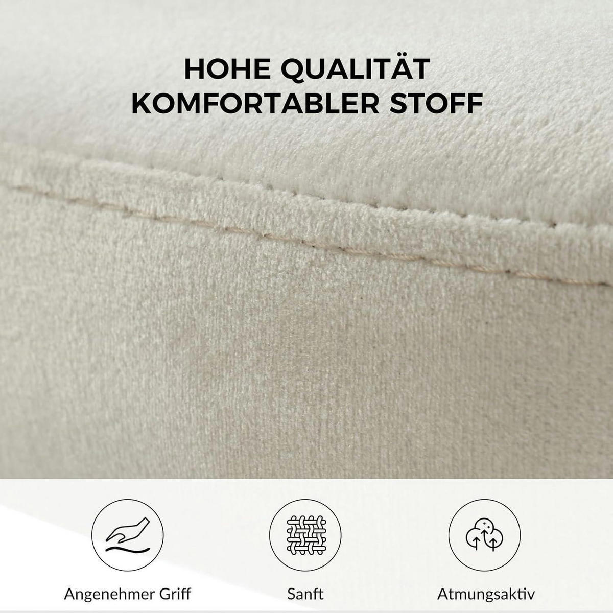 ESSZIMMERSTUHL 4er Set Weiß mit Holzbeinen - Weiß, Textil (47/77/51cm)
