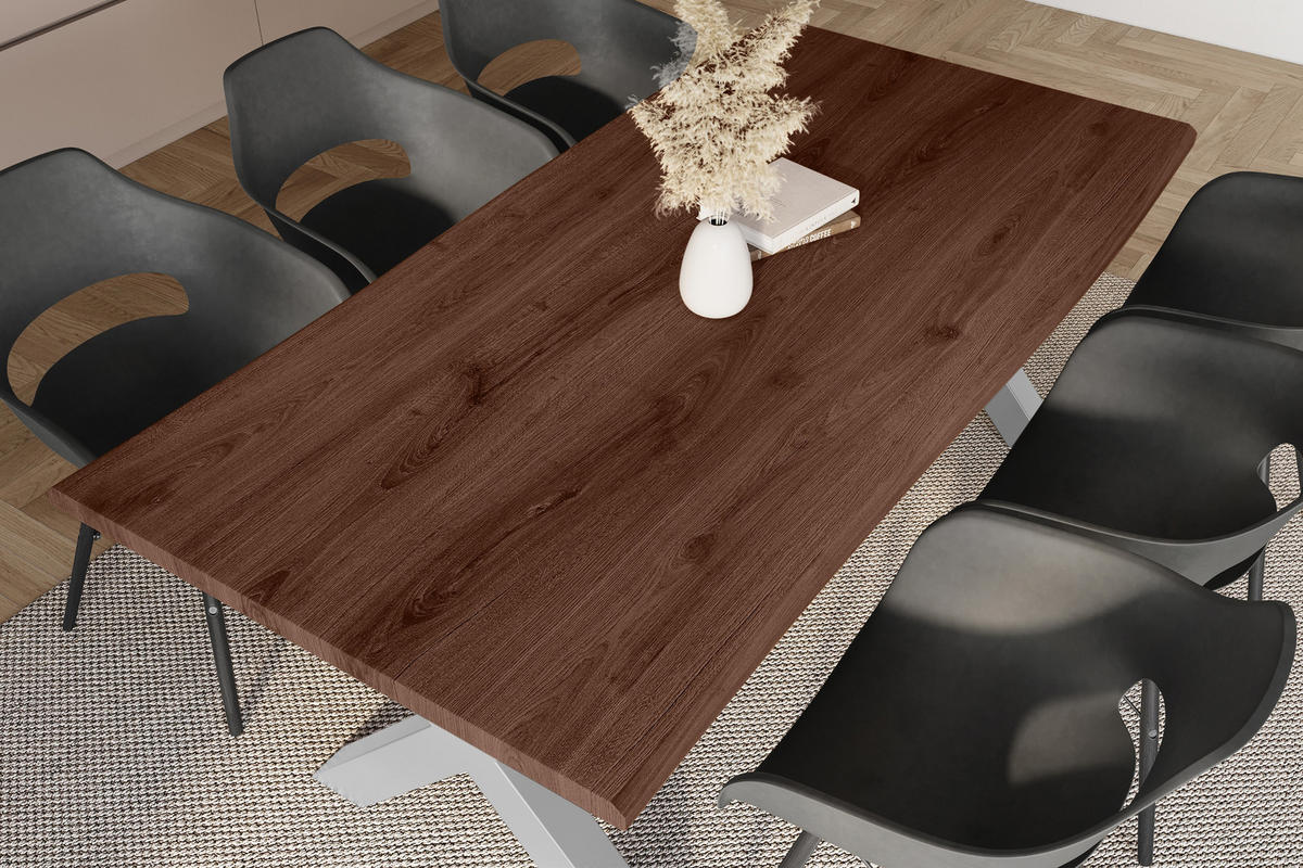 ESSTISCH JULIUS X - Silberfarben/Nussbaumfarben, Holz (90/180/77cm) - SAM