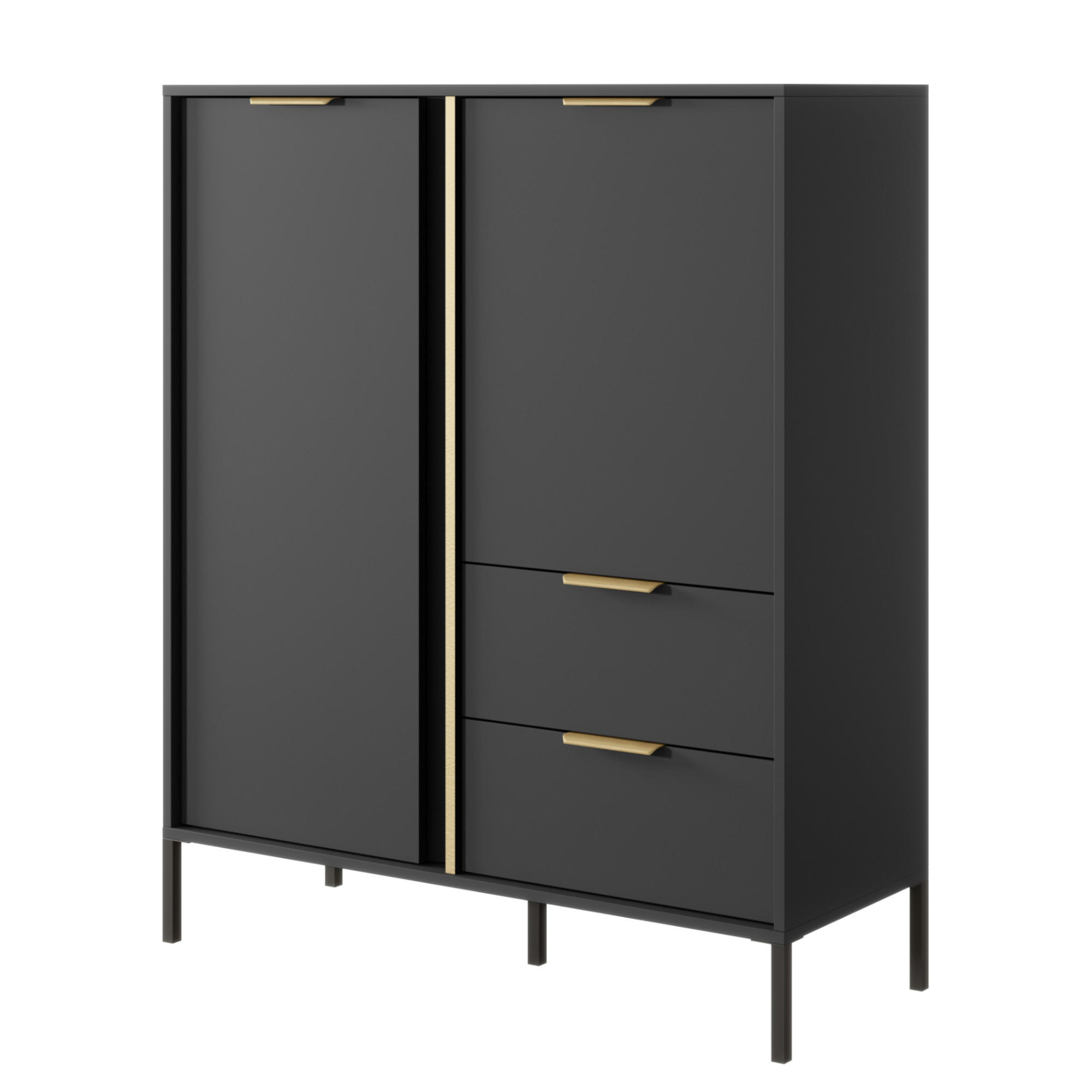 HIGHBOARD LAVIK KOM1 Anthrazit - Anthrazit, Glas/Holzwerkstoff (104/124/40cm) - Komodee