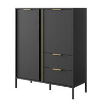 HIGHBOARD LAVIK KOM1 Anthrazit - Anthrazit, Glas/Holzwerkstoff (104/124/40cm) - Komodee