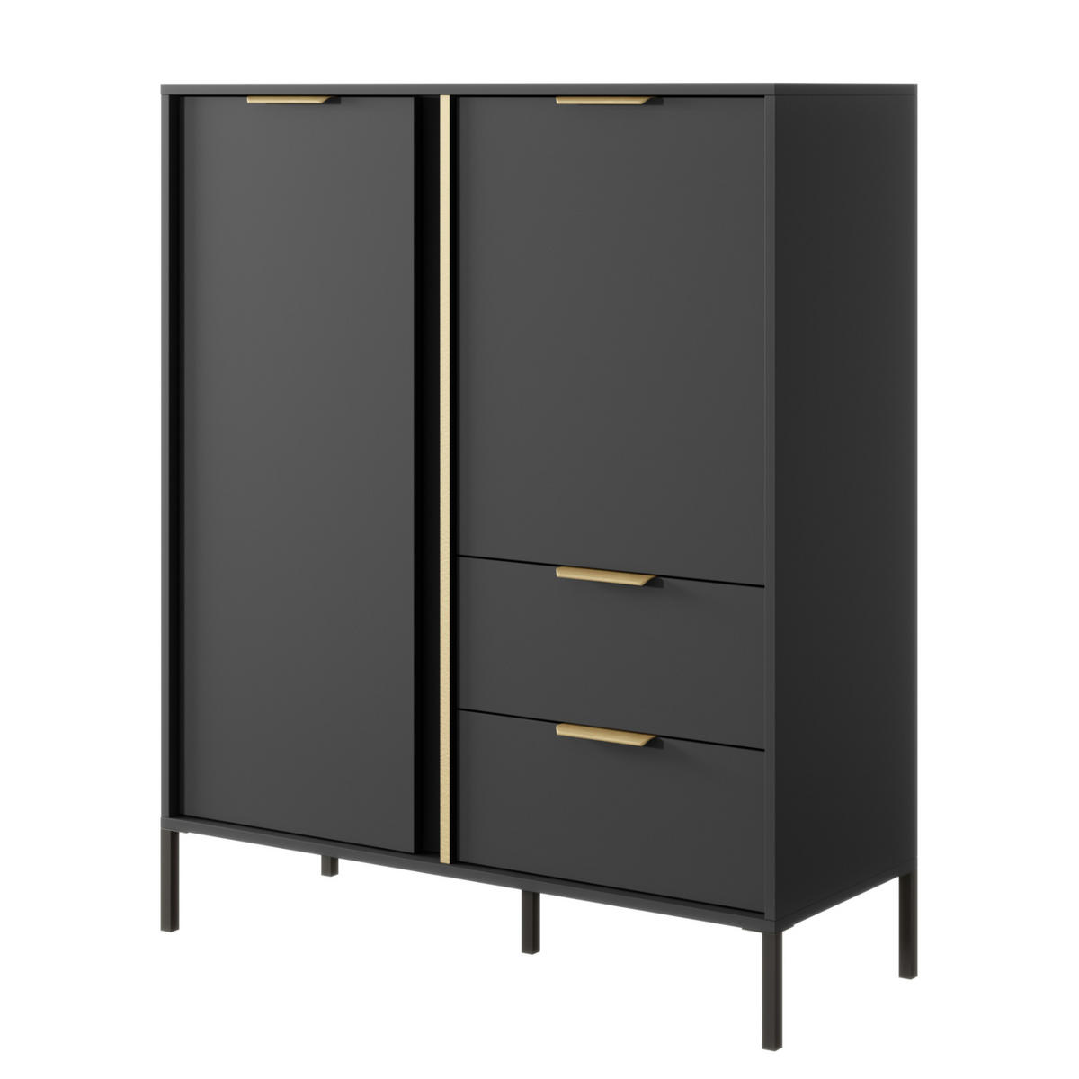 HIGHBOARD LAVIK KOM1 Anthrazit - Anthrazit, Glas/Holzwerkstoff (104/124/40cm) - Komodee