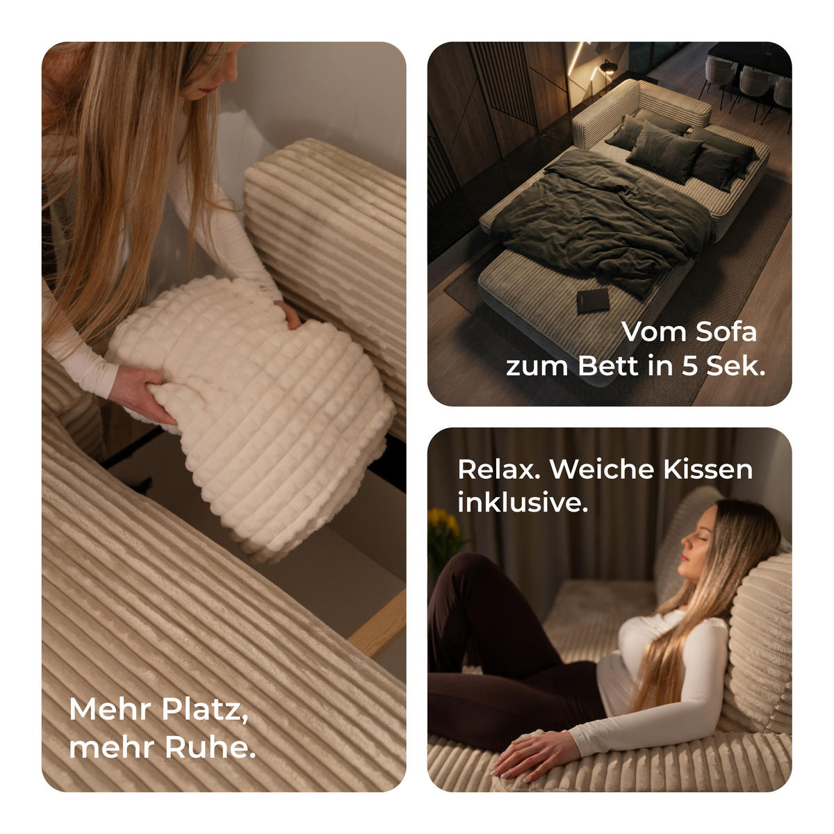 ECKSOFA AVINI T L-S Schwarz Kordstoff mit Schlaffunktion - Schwarz, Holzwerkstoff/Textil (277/160cm) - MASSENO