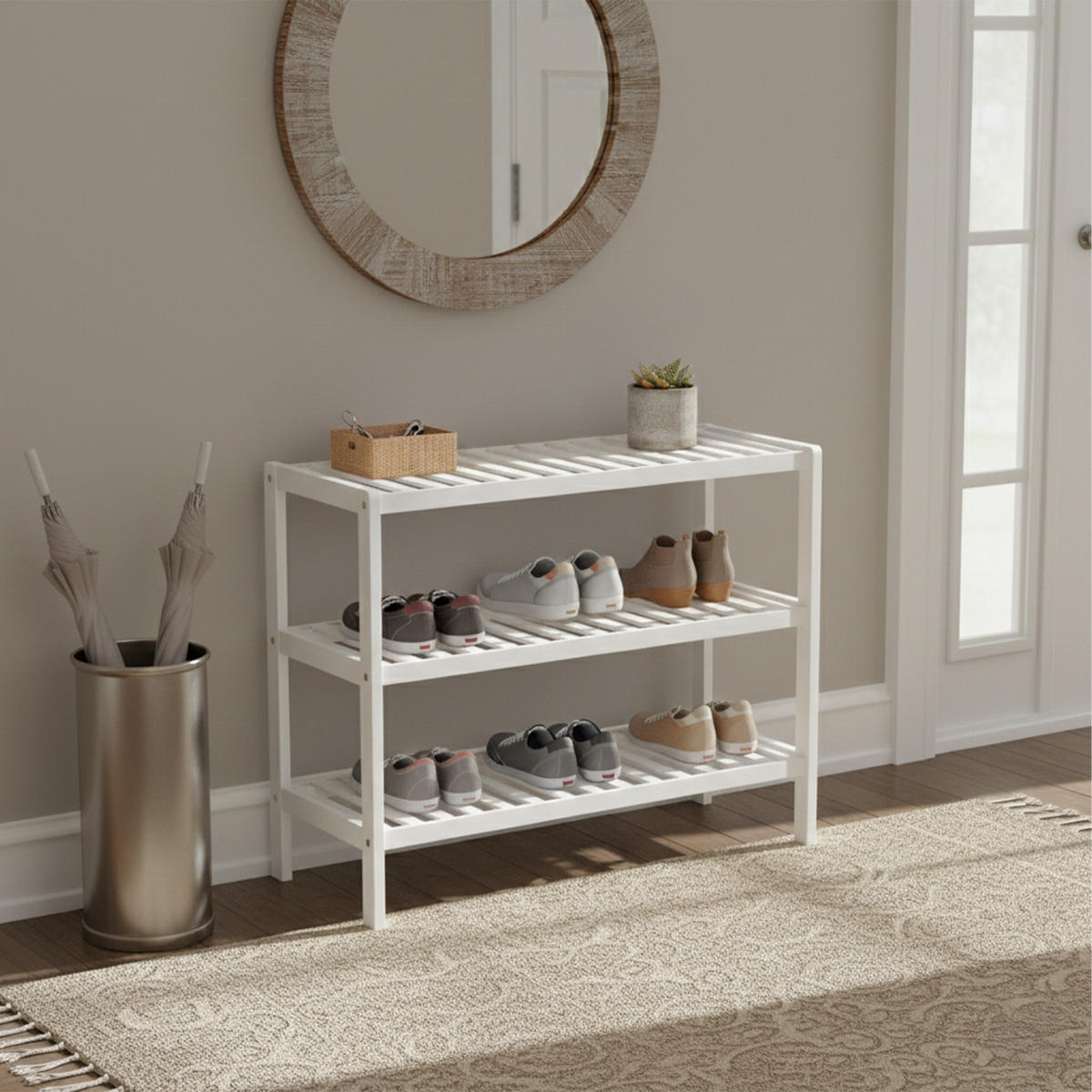 SCHUHREGAL - Weiß, Holz/Holzwerkstoff (70/54.5/24.5cm) - Relaxdays