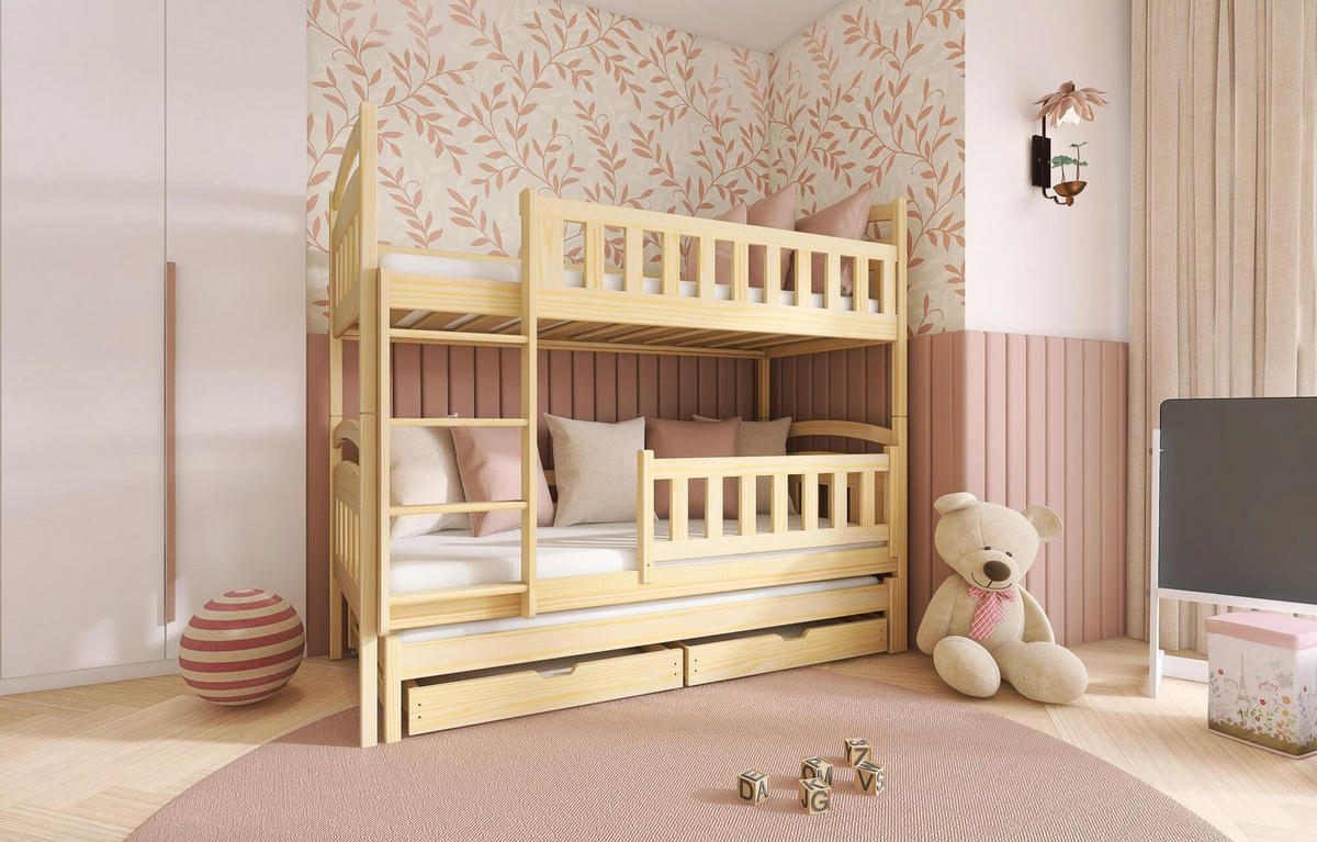 ETAGENBETT BLANKA Beige 96x208x164 cm - Beige, Holz - FURNLUX