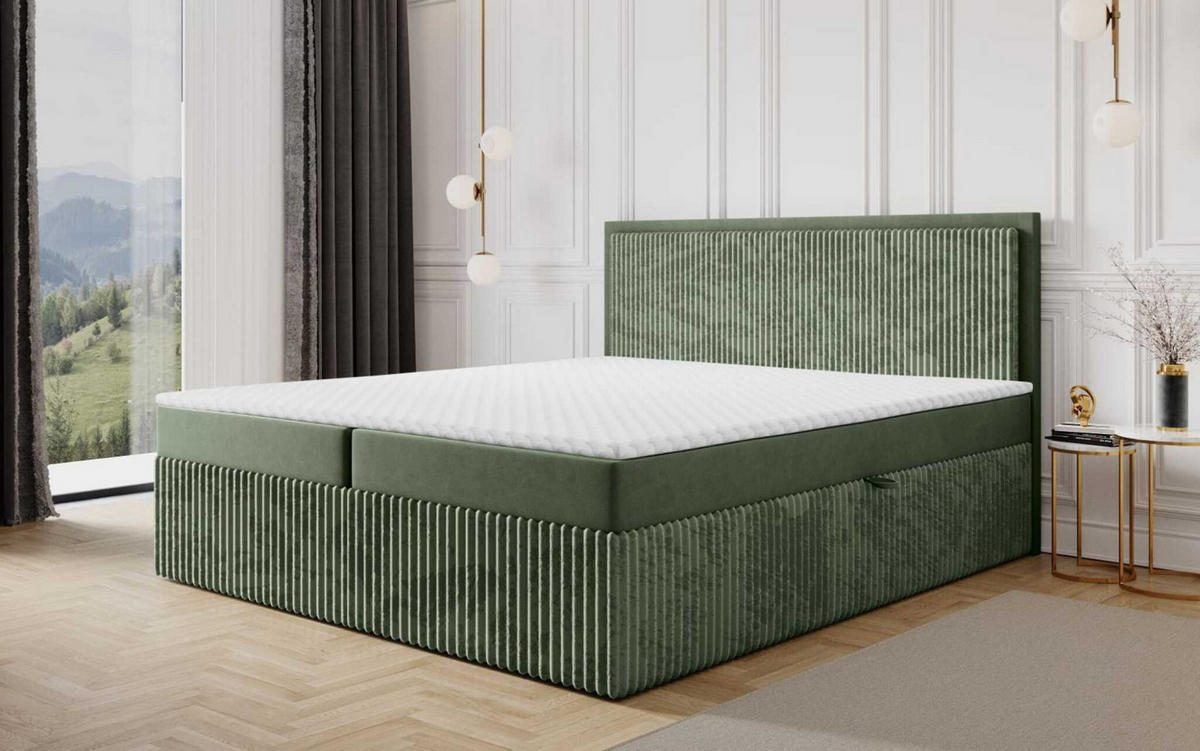 BOXBETT Hidis In In überlänge - Grün, Holzwerkstoff/Textil (140/220cm) - Fun Möbel