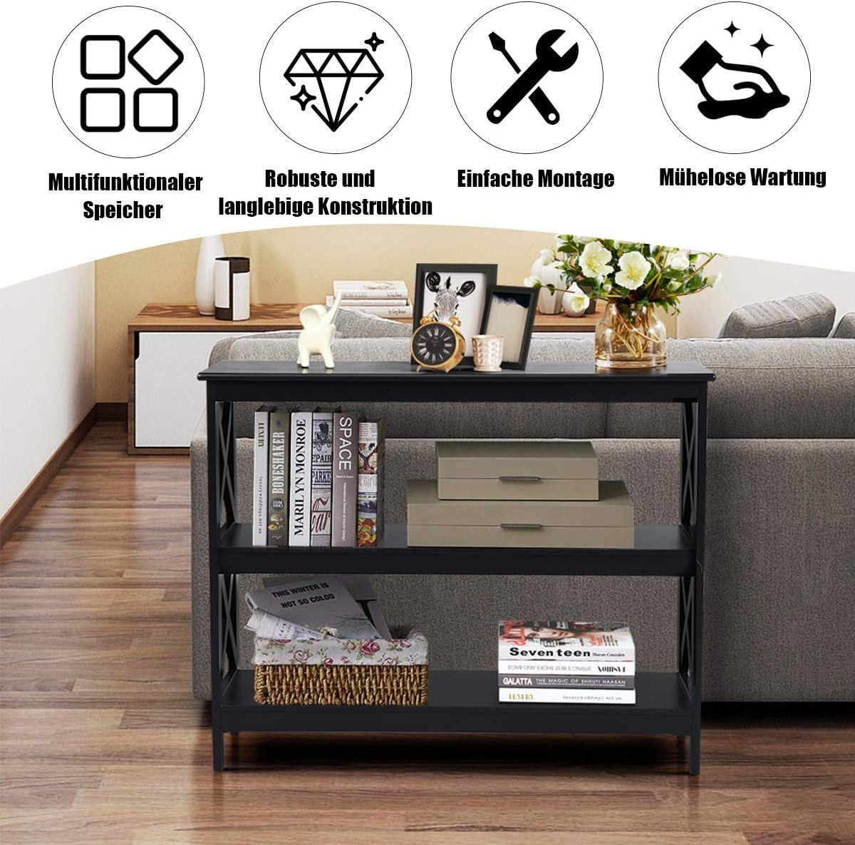 KONSOLBORD 80 cm Svart - Svart, Trä (30/100/80cm) - COSTWAY