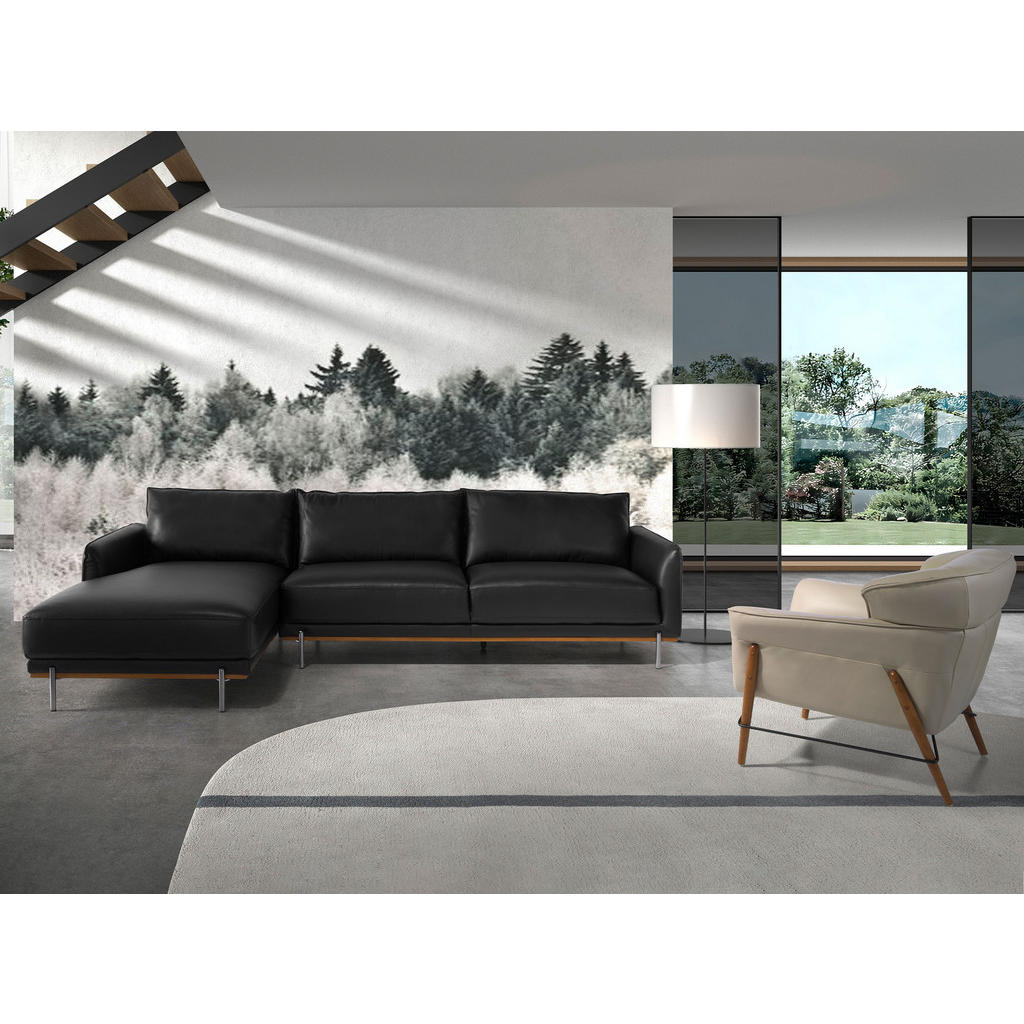 Thumbnail - Angel Cerda Ecksofa, Schwarz, Edelstahl, Leder, L-Form, 295x160 cm, Wohnzimmer, Sofas & Couches, Wohnlandschaften, Eckso...