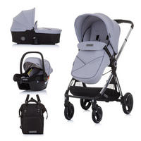 KINDERWAGEN Elite 3 in 1 grau i-Size Babyschale Sportsitz Babywanne Tasche - Grau, Metall (75/58/111cm) - Chipolino