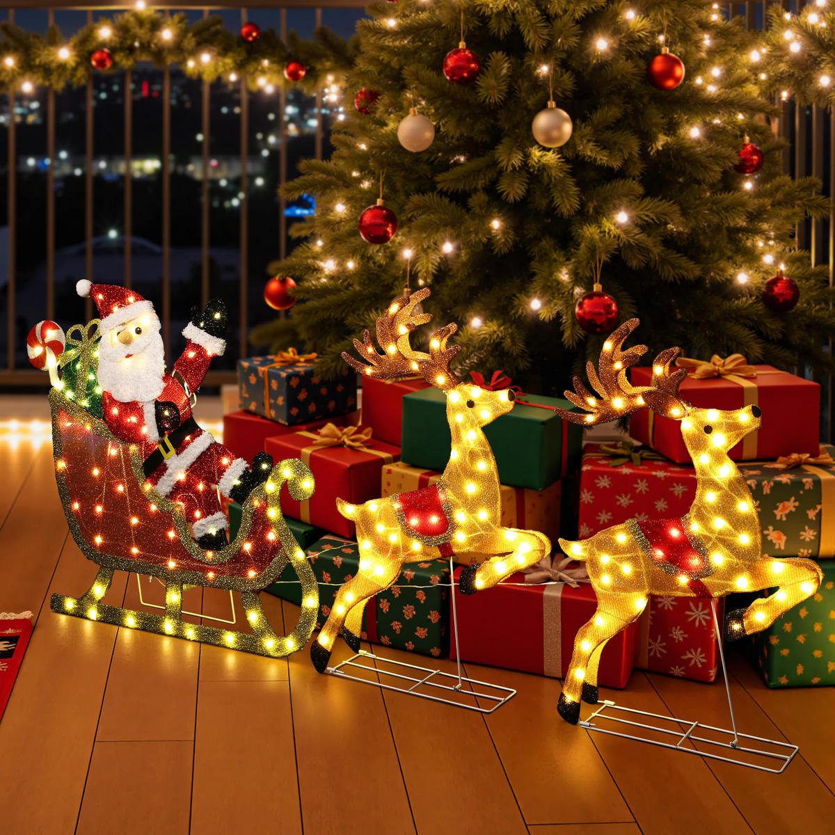 WEIHNACHTSDEKO HTHD0233 - Gelb/Rot, Textil/Metall (14/74/166cm) - Hometopia