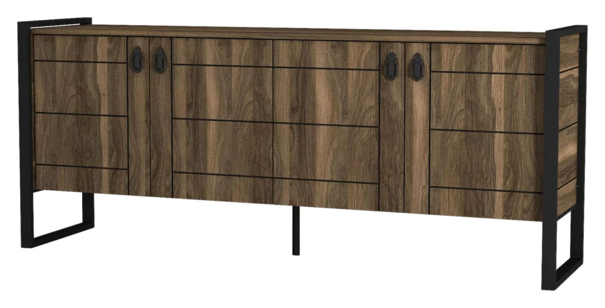 SIDEBOARD Lost mit Metallfüßen Braun - Walnussfarben/Schwarz, Holzwerkstoff/Metall (180/78/40cm) - moebel17