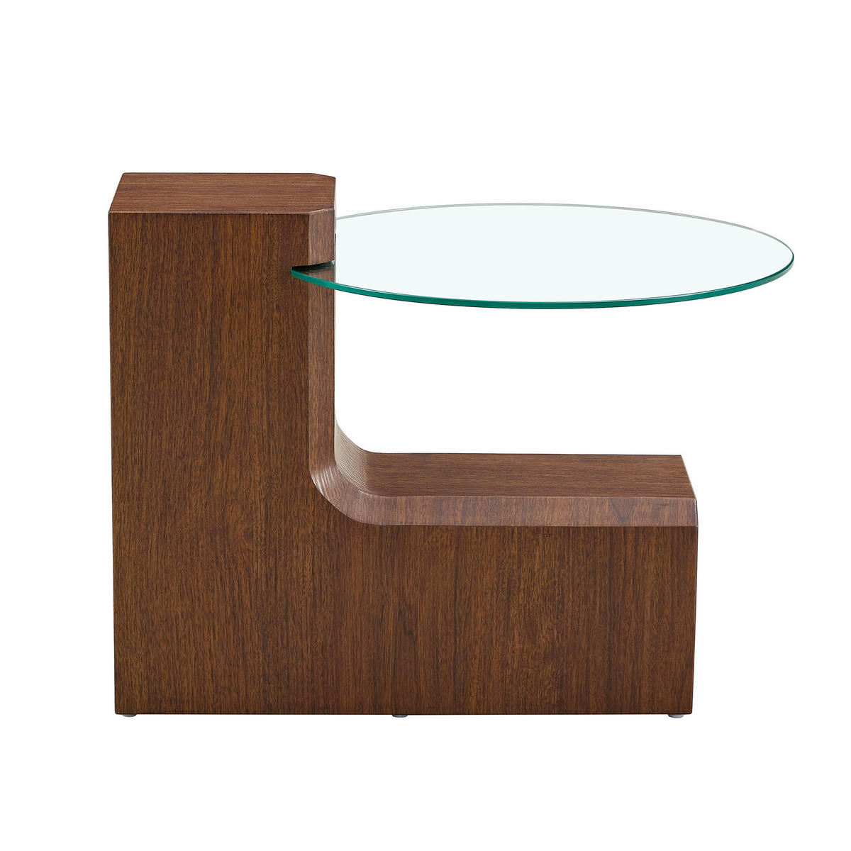 COUCHTISCH-SET 2-teilig Walnuss/Weiß/Transparent Glas MDF - Transparent/Walnussfarben, Glas/Holzwerkstoff (61/61/44cm)